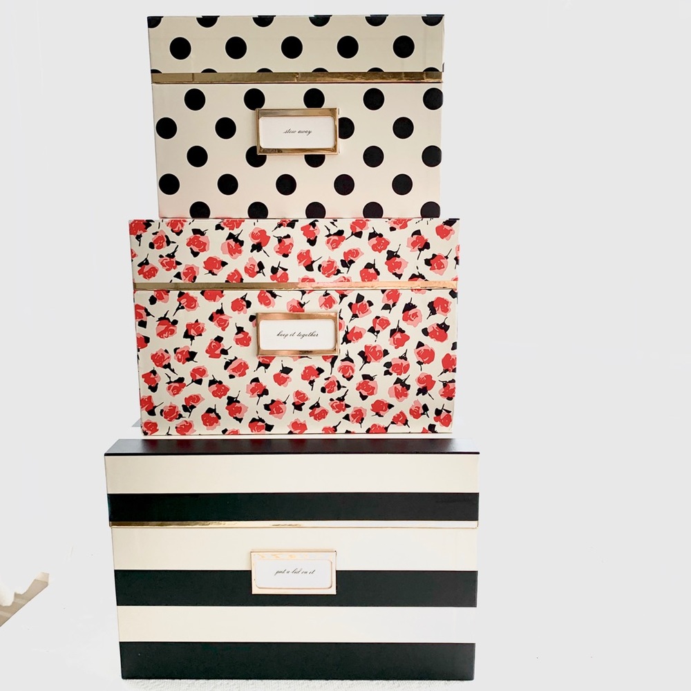 Kate Spade Floral Polka Dot Nesting Boxes Set of 3 - Picture 4 of 8